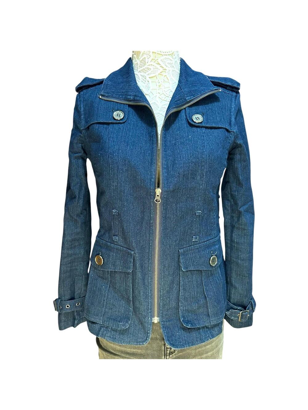 Mel‎ & Lisa Structured Indigo Denim Utility Jacket